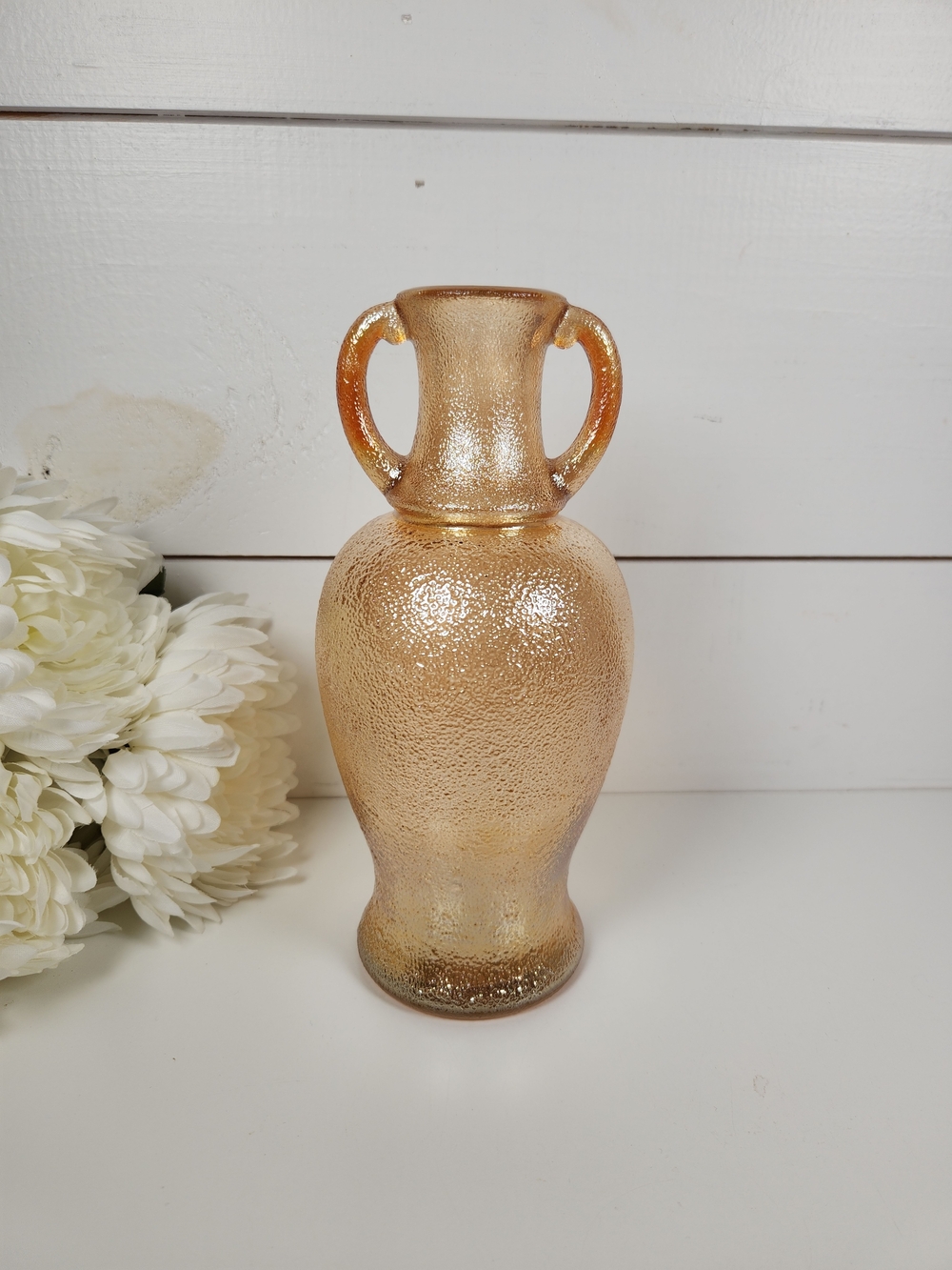 Antique Marigold Textured Carnival Glass Vase | Art Deco Vase | Depression Glass